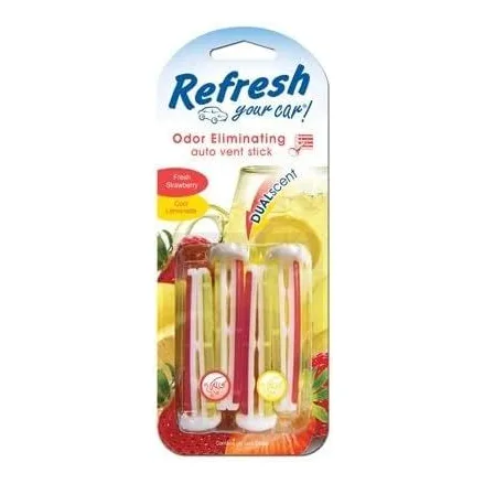 Car Vent Stick Air Freshener, Strawberry & Lemonade, 4-Pack