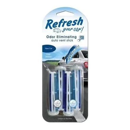 Car Vent Stick Air Freshener, New Car & Cool Breeze, 4-Pack