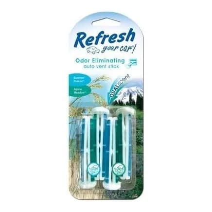Car Vent Stick Air Freshener, Summer Breeze & Alpine Meadow, 4-Pack