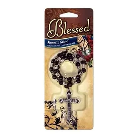 Blessed Metal Cross Car Air Freshener, Moonlit Grove