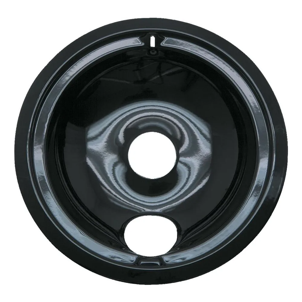 Range Kleen P120 8" Black Porcelain Drip Pan, Style B