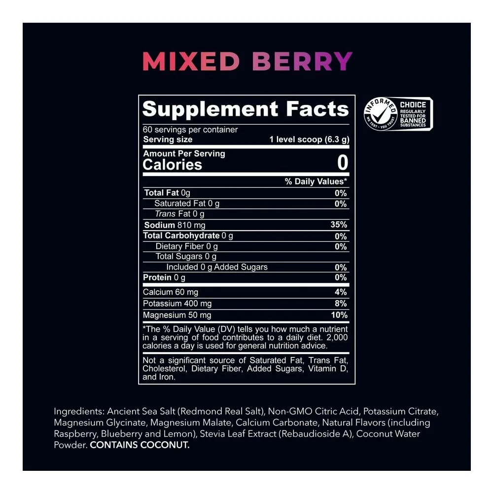 Redmond Re-Lyte Hydration Electrolyte Powder Mix – Mixed Berry, 30 Servings (6.7 oz / 190 g) 3