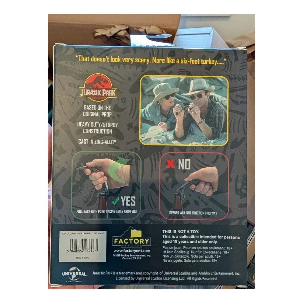 Jurassic Park Fossil Raptor Claw Metal Bottle Opener – Factory Entertainment 5